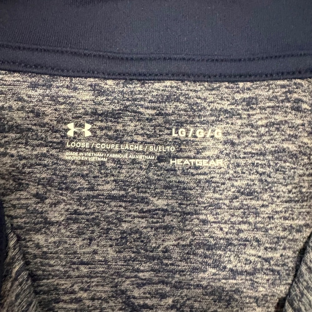Under Armour Mens Large Quarter Zip Pullover Blue Heathered HeatGear Tech 2.0 - Picture 2 of 5